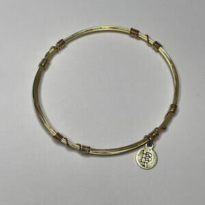 BOURBON & BOWETIES gold tone bracelet bangle COLOR signed jewelry wire wrapped